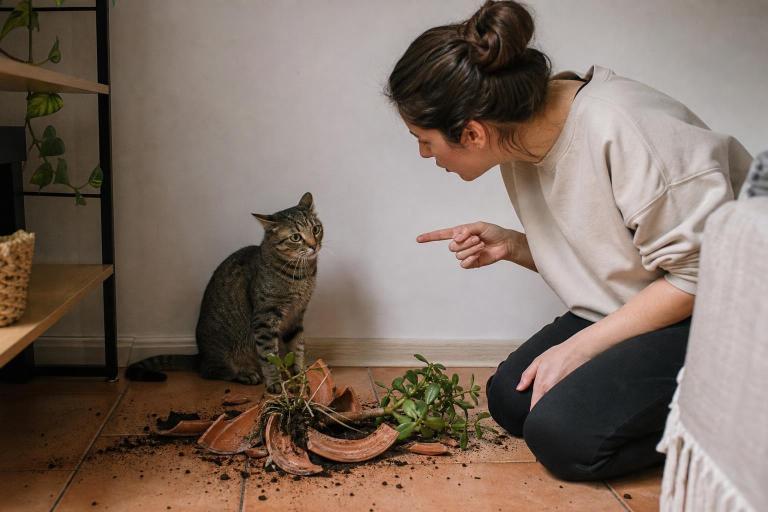 ¿Retás a tu gato cuando rompe algo? Por qué no sirve de nada — y qué hacer en cambio